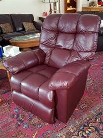Leather recliner in red/brown