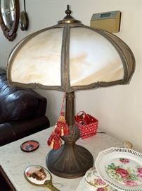 Slag glass antique lamp 