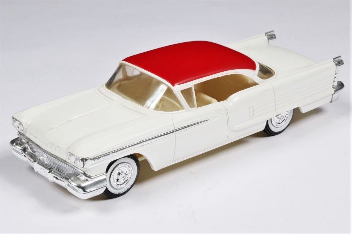 1958 White With Red Top Ninety Eight Oldsmobile 4 Door JO-HAN Dealer Promo