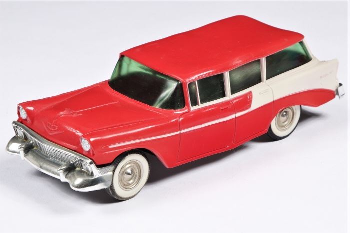 1956 Red & White Chevrolet Bel Air Station Wagon Dealer Promo Friction Car