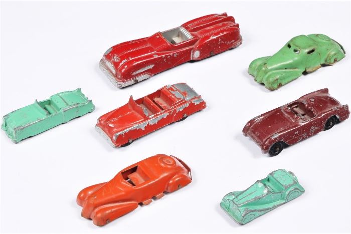 Group Of Pressed Steel Vintage Toy Cars, 2 3/4" - 6"