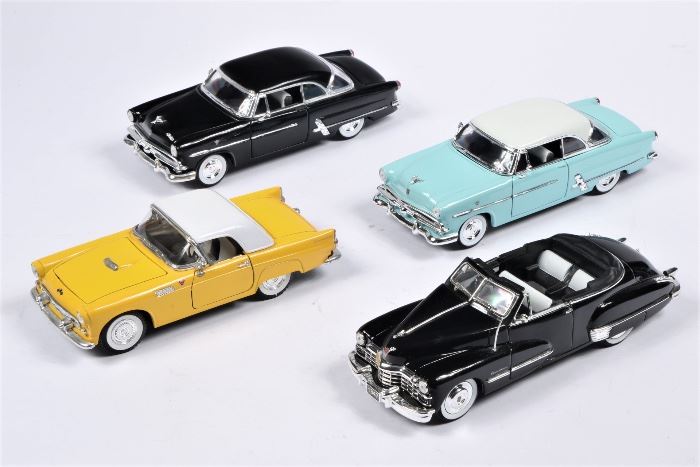 Four Die Cast 8" 1950's Car Models