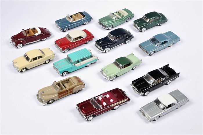 A Great Collection Of 14 Die Cast 5" Cars Including: Matchbox, Ertl, Solido, And 