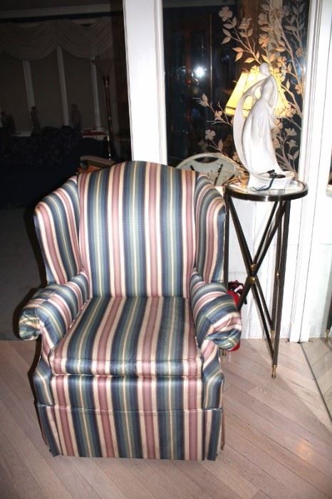 Striped Upholstered Chair 
