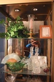 Crystal Decanters, Hurricane Lamp and Bric-A-Brac