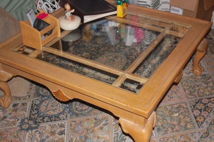 Square Wood & Glass Coffee Table