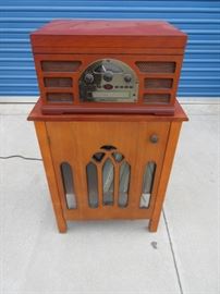 Vintage record player and cabinet