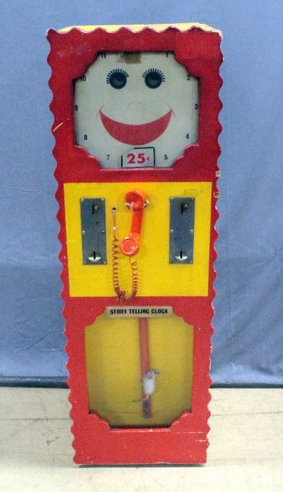 1970's Lechnir Enterprises Story Telling Clock Talking Machine, Audatron Model WM-101 8-Track Player, 20"W x 60.5"H x 18.5"D