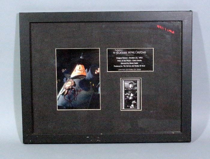 Tim Burton Nightmare Before Christmas Limited Edition Voice of the Mayor Glenn Shadix Signed Movie Art Plaque, LE of 3500, Framed, 17.5" x 13.5"