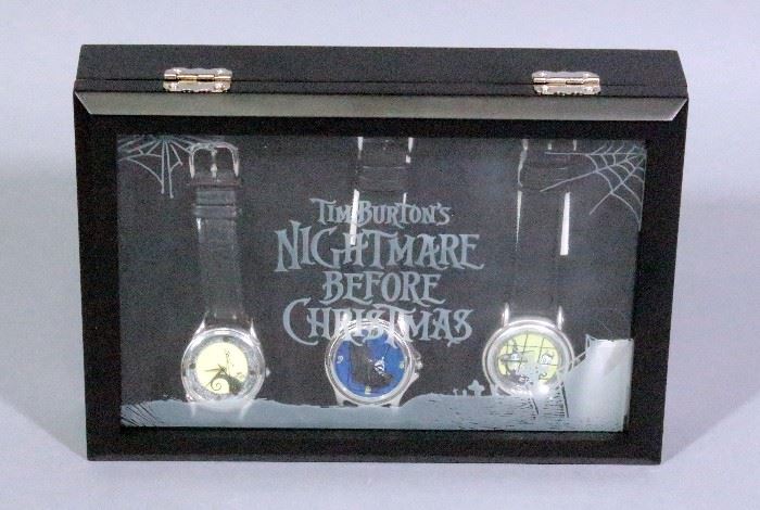 Tim Burton's Nightmare Before Christmas Limited Edition #396/1500 Watch Set in Glass Top Display Box, Qty 3 Watches, New