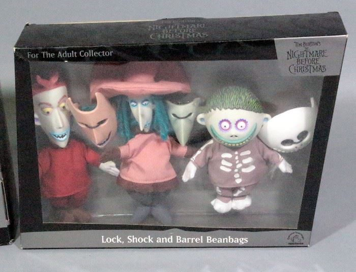 Tim Burton Nightmare Before Christmas Lock, Shock and Barrel Beanbag Sets, Qty 2, One Set with Glowing Masks, New in Boxes