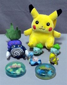 Assorted Pokemon Toys and Plush Pikachu Doll