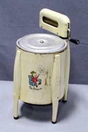  A Rowley "The Princess" Vintage Battery Operated Metal Toy Wringer Washing Machine, 12"H