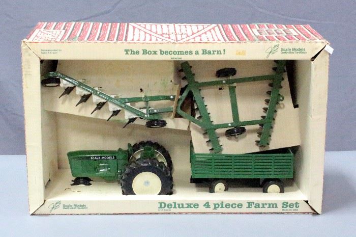 JLE Scale Models Deluxe 4 Piece Farm Set 1/16 Scale,Box Becomes a Barn, New In Box