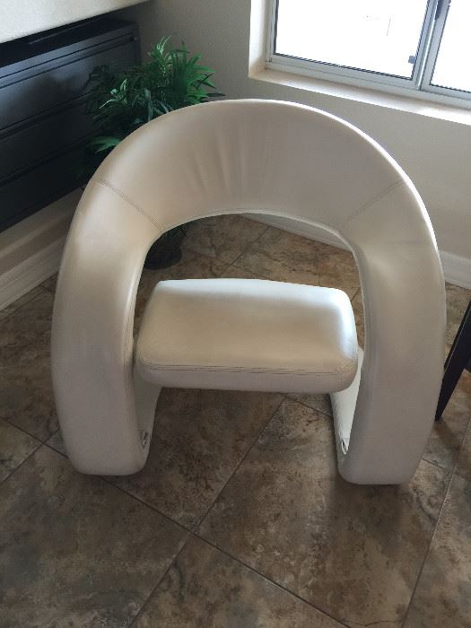 Italian Leather contemporary white chair