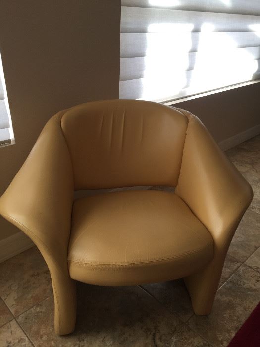 Yellow contemporary leather chair