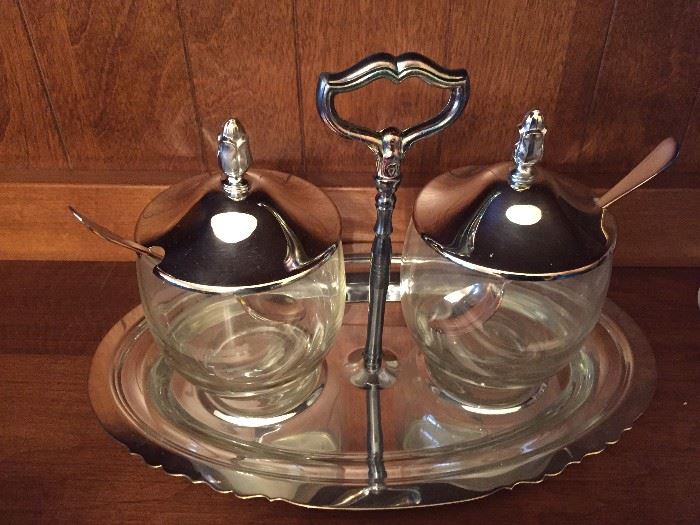 Silverplate Condiment Set.