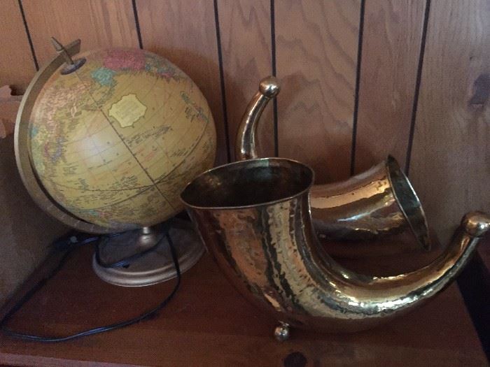 Globe and Brass Items.