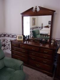 American Drew Queen Anne dresser and Mirror, rocker recliner