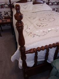 2 Matching Queen Anne four post beds. Queen Mattress and box springs.