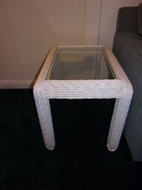 Wicker Sofa/couch with glass top coffee table and end table