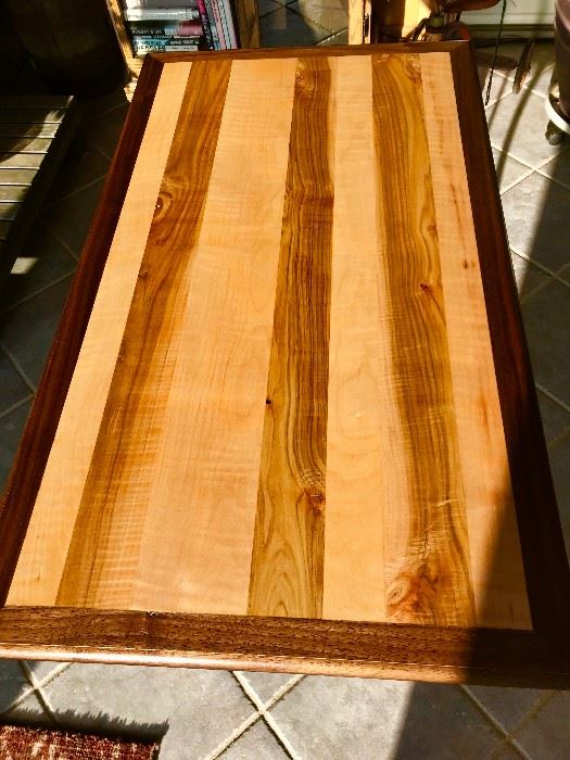 Curly Maple Banded with Walnut Sewing Table   $275 can ship