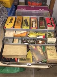 Vintage fishing tackle, lures still in original boxes