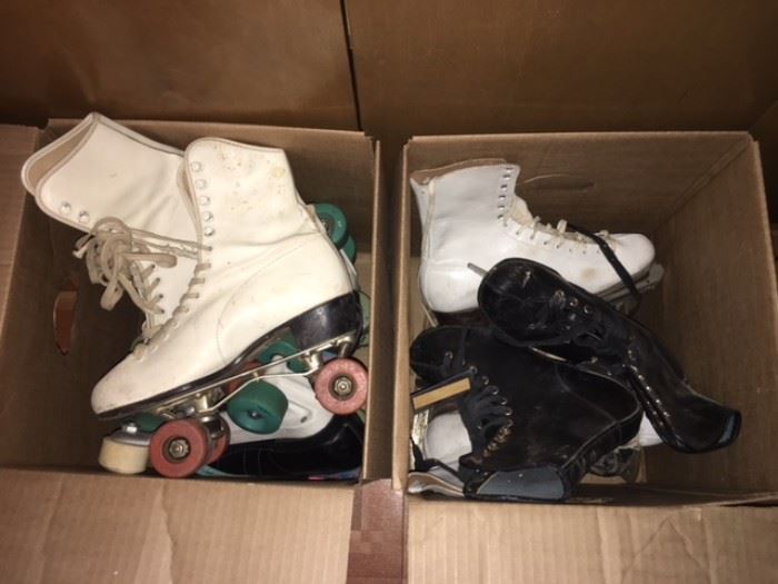 vintage roller skates, ice skates