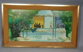 Lot 3 PETER TODD MITCHEL Oil Painting Outdoor scene fam