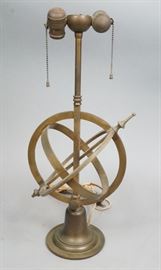 Lot 17 Solid Brass Armillary Sphere Lamp. 