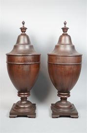 Lot 18 Pr of Large Antique Urn Shaped Knife Boxes. Urns 