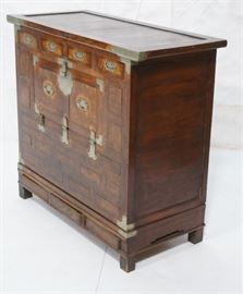 Lot 19 2 Part Asian Multi Drawer Cabinet Wood cabinet wi