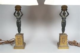 Lot 24 Pr Bronze Figural Lamps. French Regency. Classic