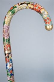 Lot 26 Cloisonne Style Cane Unscrews into 3 Pieces. Bras