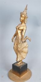 Lot 32 Metal Statue of Dancing Hindu Deity. Gold tone we