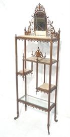 Lot 48 Victorian Agate  Iron Whatnot Shelf. Fancy metal