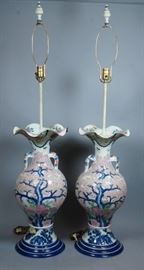 Lot 52 Pr Chinese Export Large Urn Table Lamps. Large st