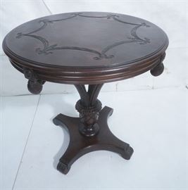 Lot 57 Antique Mahogany Round Side Table. Pedestal base 