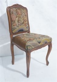 Lot 69 Antique Needlepoint Carved French Side Chair. Flo