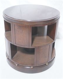 Lot 70 Rolling Drum Form Mahogany Library Table. Round i