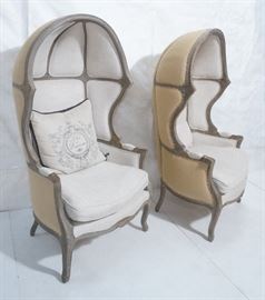 Lot 71 Pr VIE BOUTIQUE Hooded Balloon Chairs. Limed Oak.