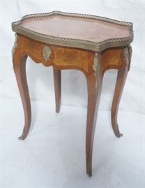Lot 76 French Inlaid Top Brass Trim Side Table. Turtle b
