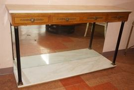 Lot 77 Neo Classical Style White Marble Hall Sofa Table.