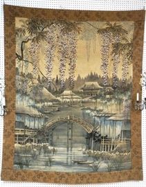 Lot 83 Handpainted Japanese Lg Tapestry Wall Hanging. Ha