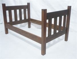 Lot 89 Mission Oak Arts  Crafts Oak Childs Bed. Thick 