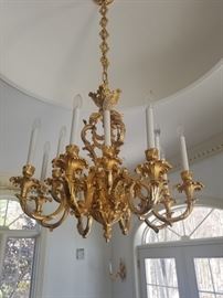 Lot 95 FBAI Italian Chandelier with fancy bronze arms ma