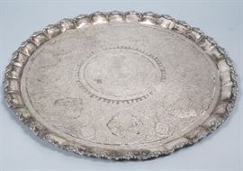 Lot 103 Russian Vintage Sterling Silver Serving Tray. Fol