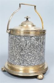 Lot 104 Granite  Metal Hallmarked Biscuit. Lg cylindrica