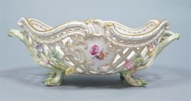 Lot 108 KPM Signed Lattice work Footed Center Bowl. Delic