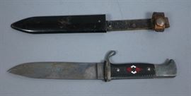 Lot 129 German Military Dagger Black Handle  Black Metal